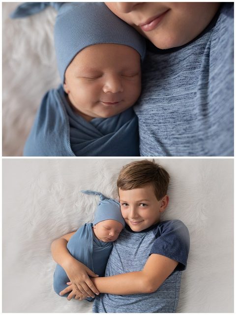 Big brother, little brother newborn boy photoshoot in studio. 