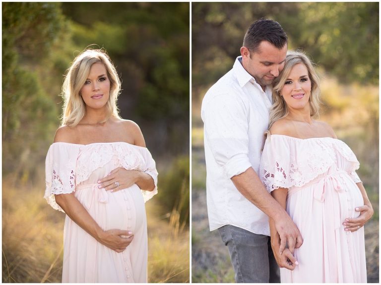 Maternity Portrait in pink maternity gown in Sierra Vista Arizona