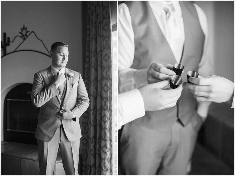 Wedding photography groom getting ready by Hannah Whaley in Tucson, Arizona.